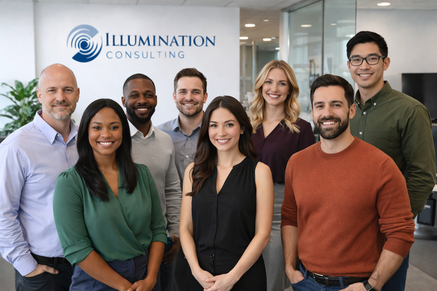 Diverse team at Illumination Consulting office